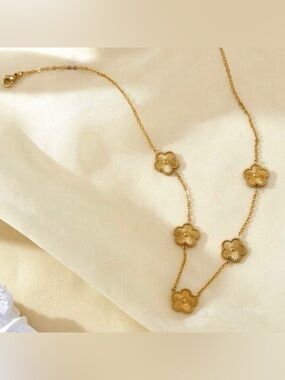 Target Gold Floral Station Necklace - Gold